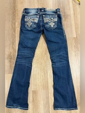Rock Revival Women's Y2K Rhinestone Jeans Leni Bootcut Low Rise Size 26